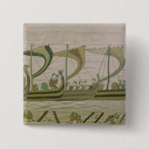 Duke William and his fleet cross the Channel 15 Cm Square Badge