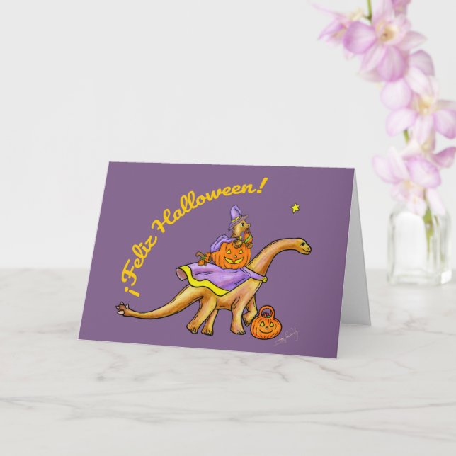 Dulce Dinosaurio Halloween Card (Orchid)