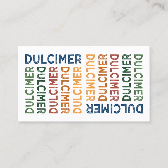 Dulcimer Cute Colourful Business Card (Front)