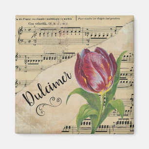 Dulcimer Elegant Tulip Vintage Sheet Music Magnet