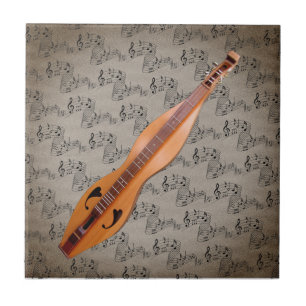 DULCIMER ON MUSIC NOTES CERAMIC TILE
