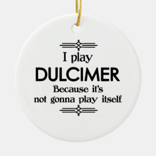 Dulcimer - Play Itself Funny Deco Music Ceramic Ornament