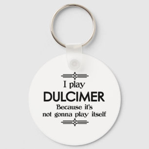 Dulcimer - Play Itself Funny Deco Music Key Ring