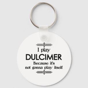 Dulcimer - Play Itself Funny Deco Music Key Ring