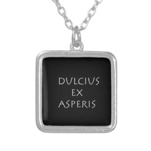 Dulcius ex asperis silver plated necklace