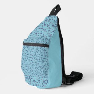 dull blue, cornflower blue and gray polka dots sling bag