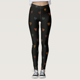 Dull Color Heart Pattern Leggings