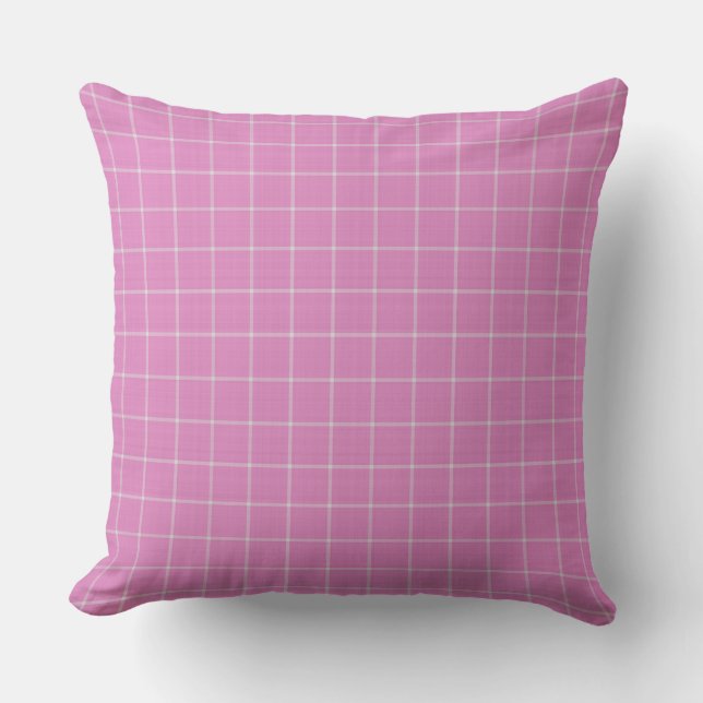 Dull Pink Windowpane Plaid Cushion (Front)