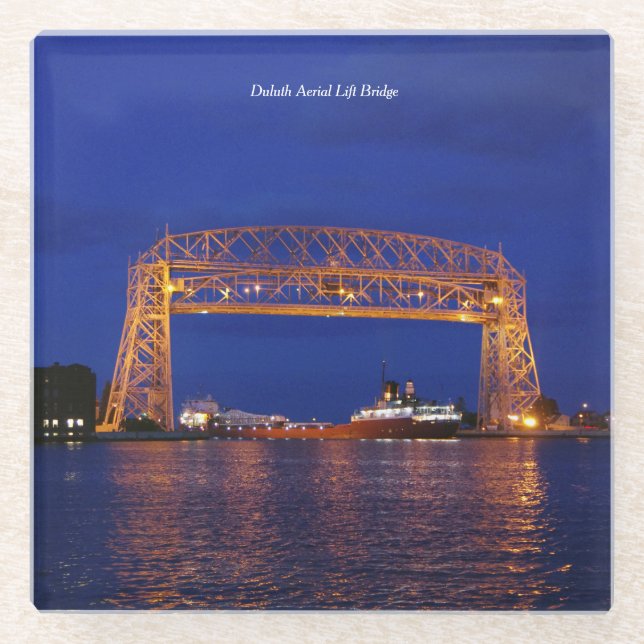 Duluth Aerial Lift Bridge & John G. Munson Glass Coaster (Front)