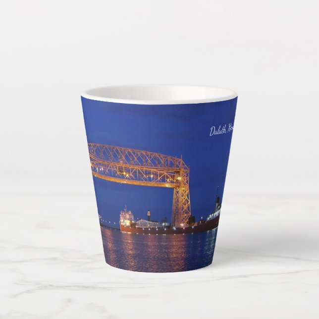 Duluth Aerial Lift Bridge & John G. Munson Latte Mug (Front)