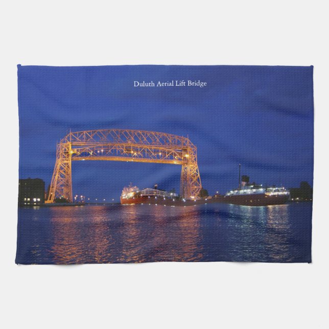 Duluth Aerial Lift Bridge & John G. Munson Tea Towel (Horizontal)