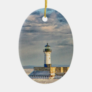Duluth Harbor North Breakwater Lighthouse Ceramic Ornament