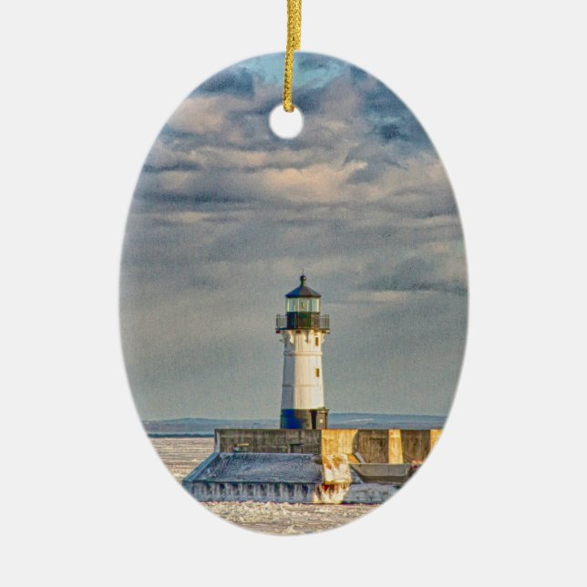 Duluth Harbor North Breakwater Lighthouse Ceramic Ornament (Front)