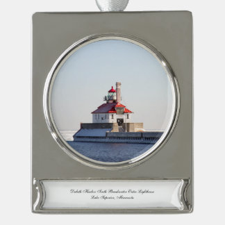 Duluth Harbor South Breakwater Lighthouse Silver Plated Banner Ornament