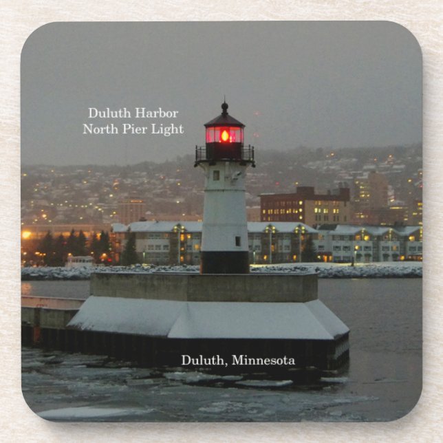 Duluth Harbour North Pier Light 6 plastic coasters (Front)