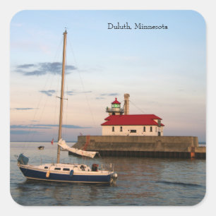 Duluth Harbour North Pier Light & Boat sticker