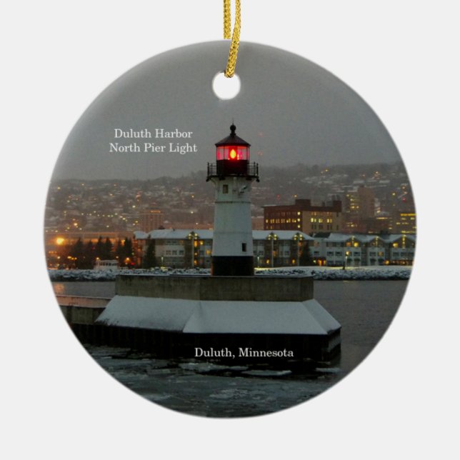 Duluth Harbour North Pier Light circle ornament (Front)