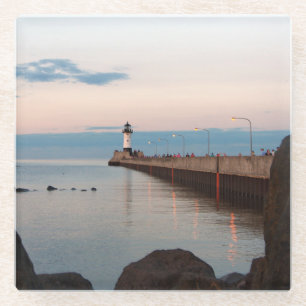 Duluth Harbour North Pier Light glass coaster