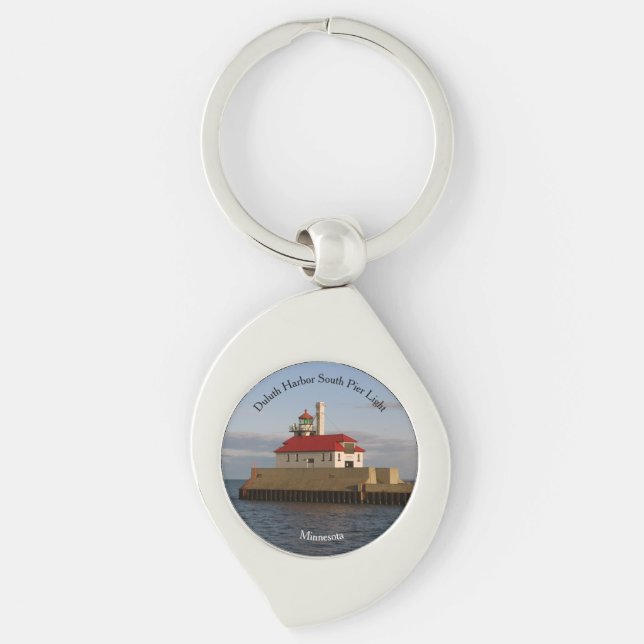 Duluth Harbour North Pier Light metal key chain (Front)