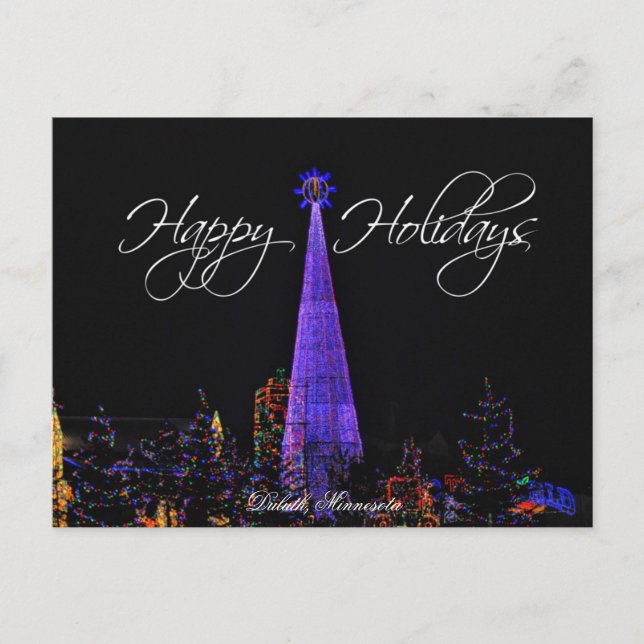 Duluth Minnesota Christmas Lights Postcard (Front)