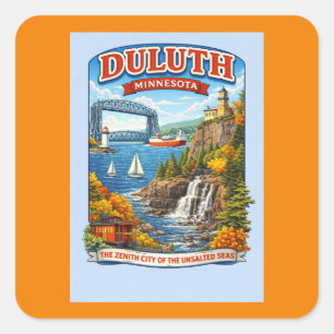 Duluth Minnesota Souvenir Stickers–Lake Superior Square Sticker