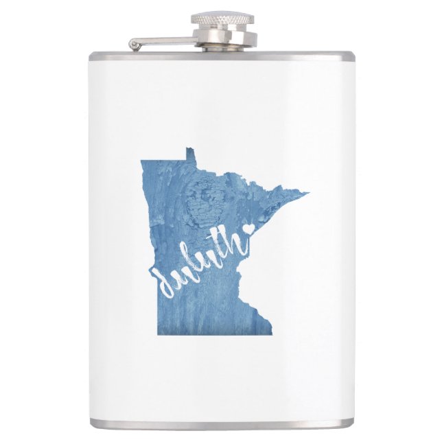 Duluth Minnesota Wood Grain Hip Flask (Front)