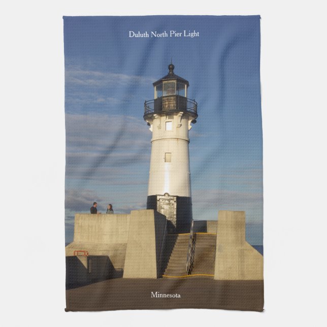 Duluth North Pier Light kitchen towel (Vertical)