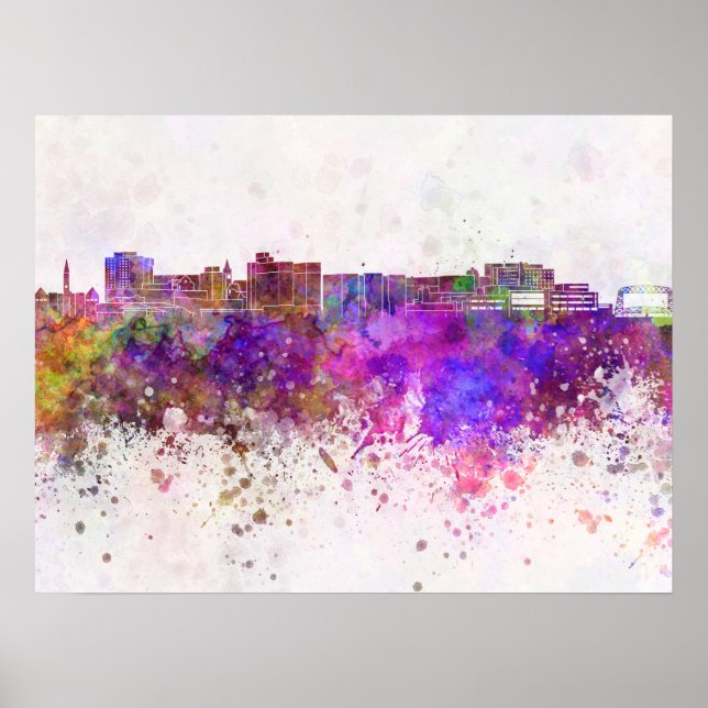 Duluth skyline in watercolor background poster (Front)