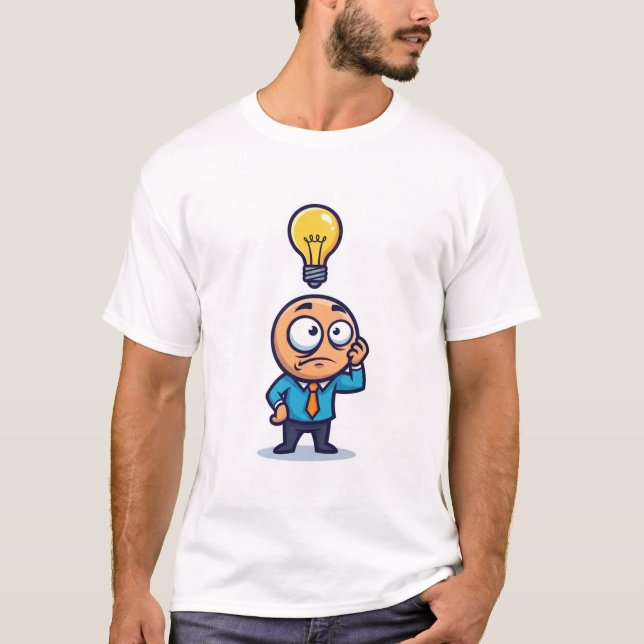 Dum Dum Funny crazy guy thinking Wtf & got idea T-Shirt (Front)