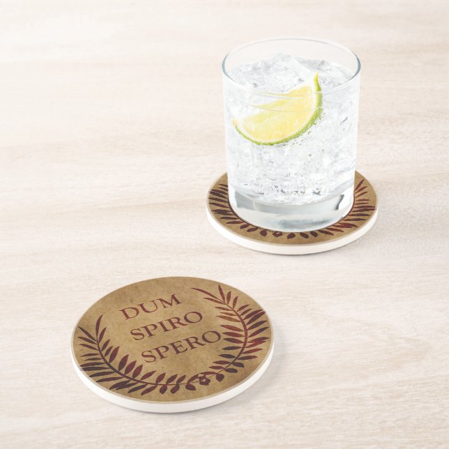 dum spiro spero, latin phrase coaster (Side)