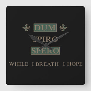 Dum spiro spero square wall clock