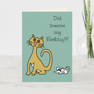 Dumb Cat and Mouse Cartoon Funny Birthday Greeting Card