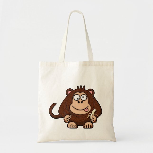 Dumb Monkey with Banana Cartoon Tote Bag (Front)