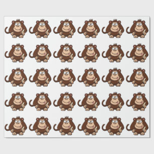 Dumb Monkey with Banana Cartoon Wrapping Paper