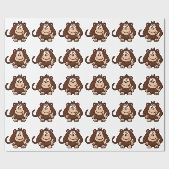 Dumb Monkey with Banana Cartoon Wrapping Paper (Seam)