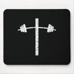 Dumbbell Barbell Cross Christian Gym Workout Lifti Mouse Pad