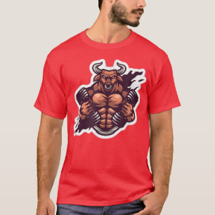 Dumbbell Bull Weight Gym Motivation tee strength t