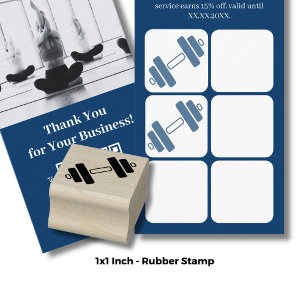Dumbbell Icon – 1" Square - Fitness Loyalty Rubber Stamp