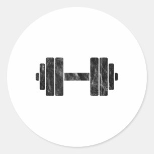 Dumbbell Minimalism - Weight Lifting And Bodybuild Classic Round Sticker