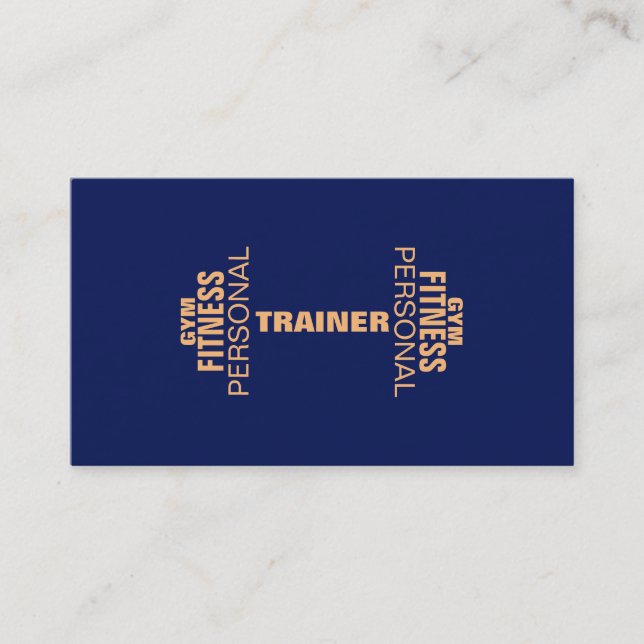 Dumbbell of words blue orange edit business card (Front)
