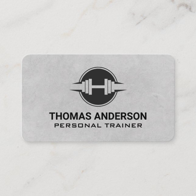 Dumbbell Weight Logo | Health Fitness Business Card (Front)