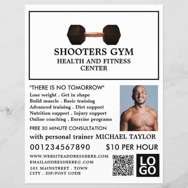 Dumbbell Weight, Personal trainer, Gym Advertising Flyer (Front)