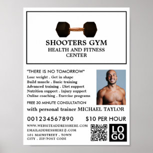 Dumbbell Weight, Personal trainer, Gym Advertising Poster