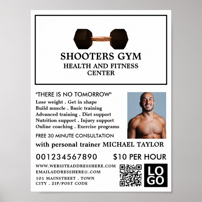 Dumbbell Weight, Personal trainer, Gym Advertising Poster (Front)