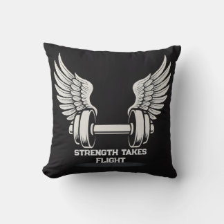 Dumbbell with Angel Wings Throw Pillow