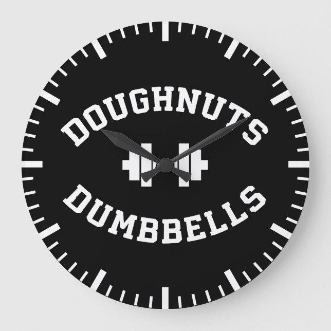 Dumbbells And Doughnuts - Funny Gym Workout Large Clock (Front)