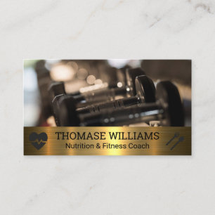 Dumbbells Fitness Metallic Business Card