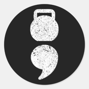 Dumbell,semicolon- Mental Health Awareness Persona Classic Round Sticker