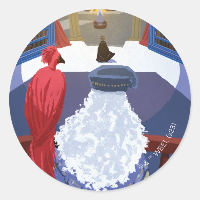 Dumbledore & Fawkes on Balcony Classic Round Sticker (Front)