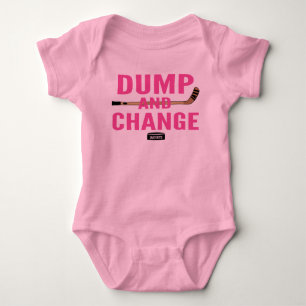 Dump and Change Hockey Baby Girl Pink Bodysuit